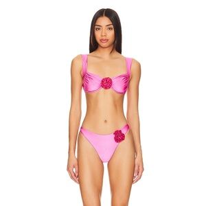 NWT L*Space Leilani Satin Shine Bitsy Bottom in Pink Quartz Floral